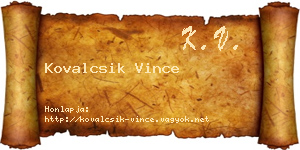 Kovalcsik Vince névjegykártya